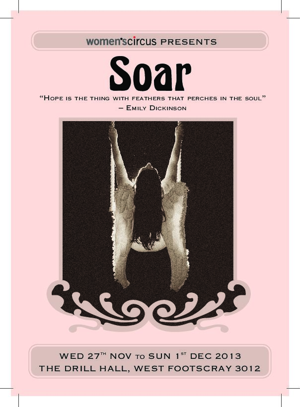 Soar promotional poster, with a woman on a swing.